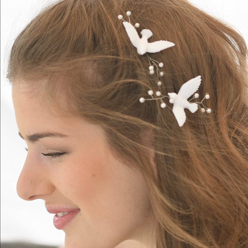 Wedding love white birds doves bobby pins pin set